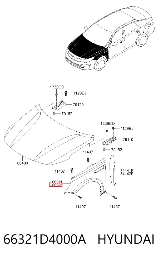 Aleta 66321D4000A Hyundai/Kia