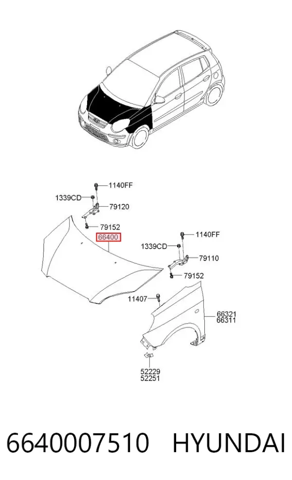Capó 6640007510 Hyundai/Kia