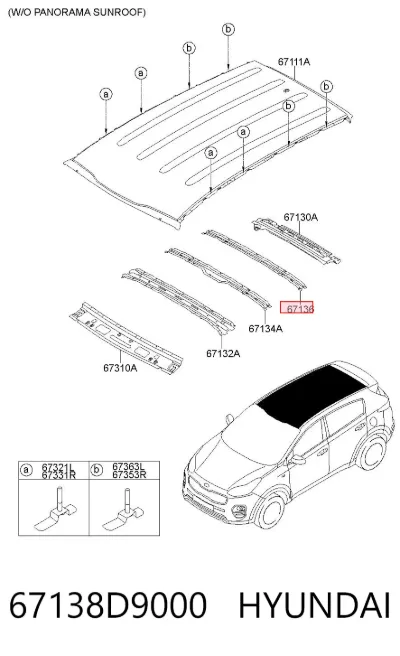 Refuerzo de techo HYUNDAI 67138D9000