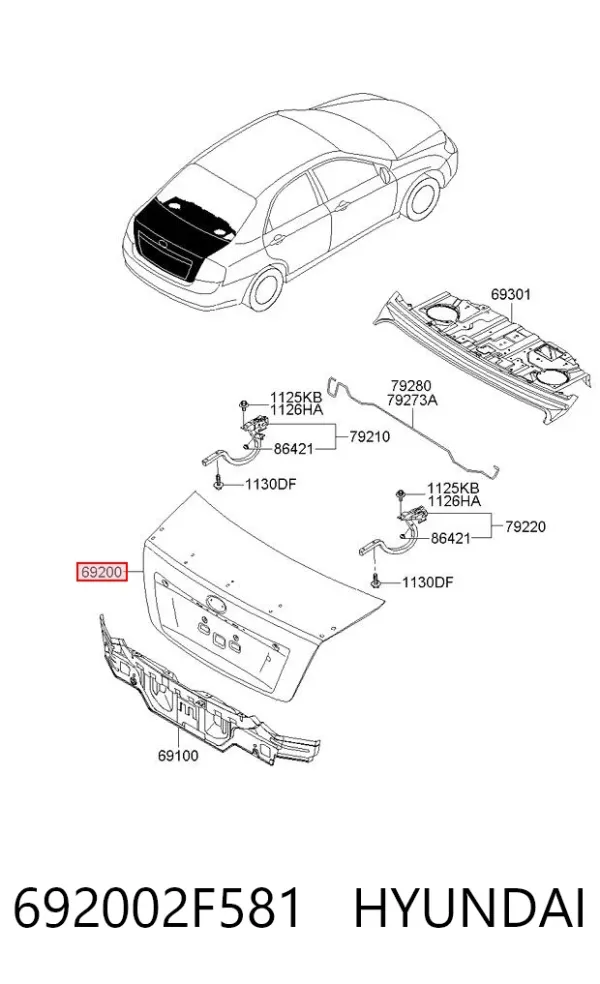 Tapa maletero 692002F581 Hyundai/Kia