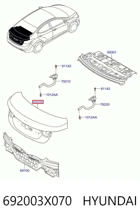 Tapa maletero 692003X070 Hyundai/Kia