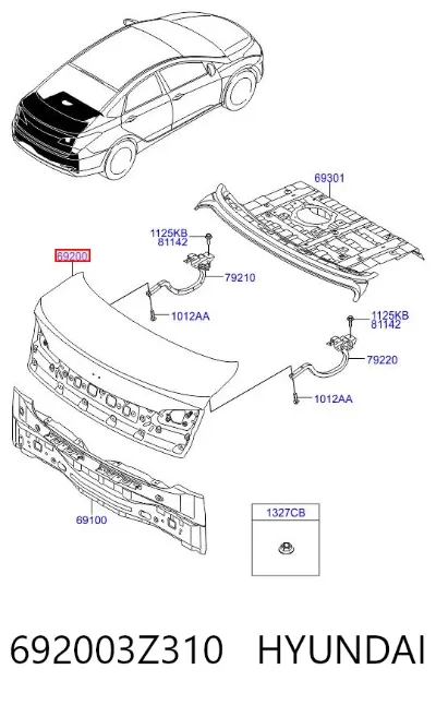 Tapa del maletero HYUNDAI 692003Z310