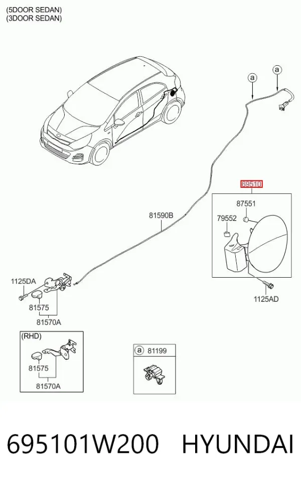 Tapa de la gasolina 695101W200 Hyundai/Kia