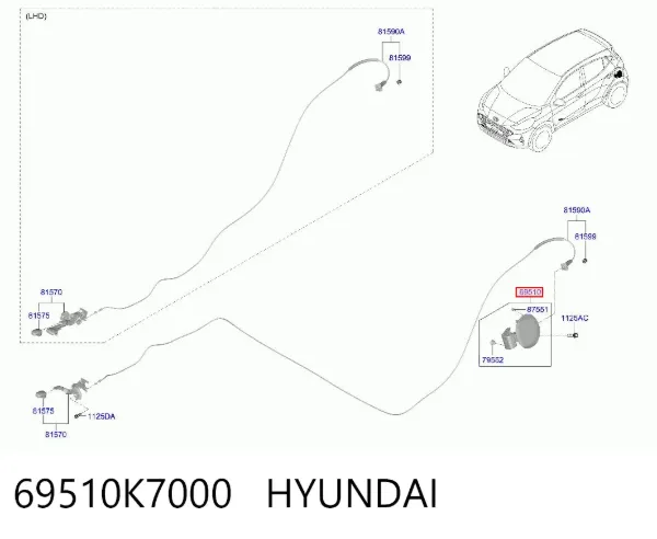 Tapa de la gasolina 69510K7000 Hyundai/Kia