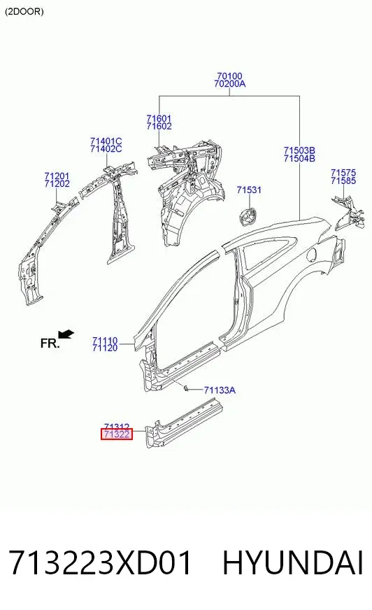 Umbral de puerta, derecha Hyundai Elantra V