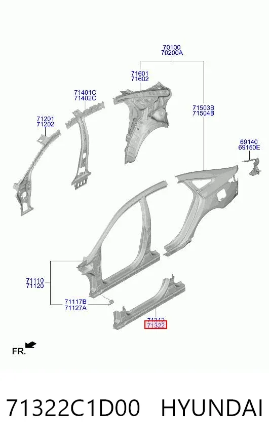 Umbral de puerta, derecha Hyundai Sonata VII