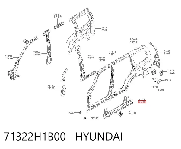 Umbral de puerta, derecha Hyundai Terracan HP