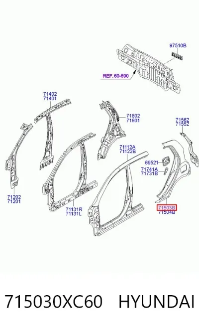 Aleta trasera izquierda HYUNDAI 715030XC60
