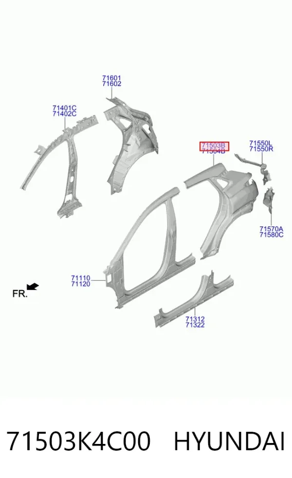 Aleta trasera izquierda 71503K4C00 Hyundai/Kia