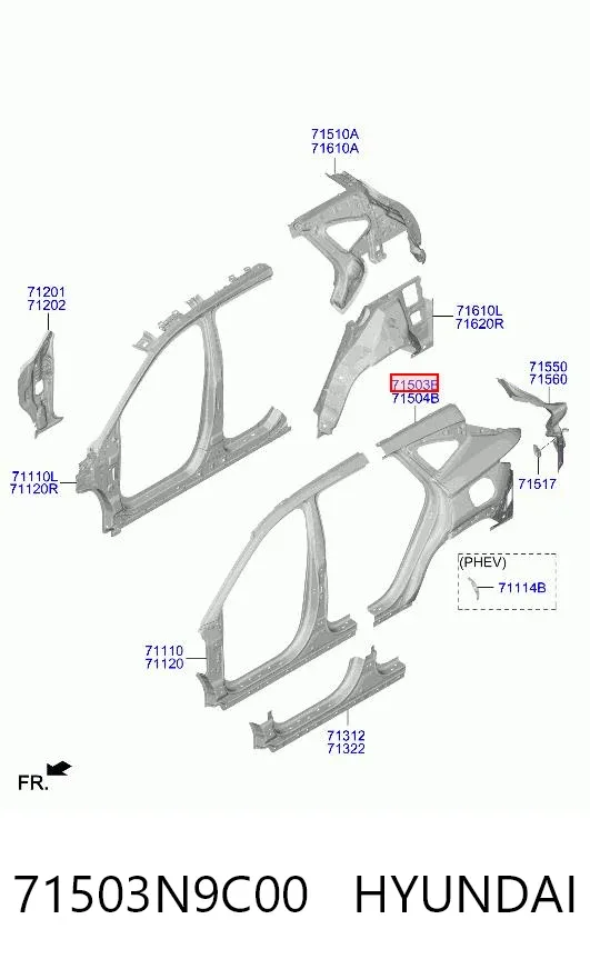 Aleta trasera izquierda 71503N9C00 Hyundai/Kia