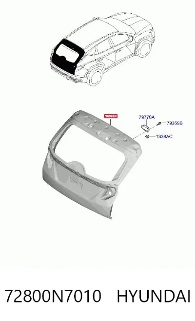 Puerta trasera del maletero (portón trasero) HYUNDAI 72800N7010