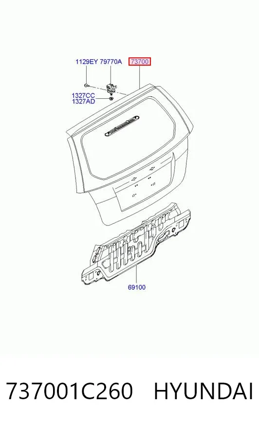 Puerta trasera 737001C260 Hyundai/Kia