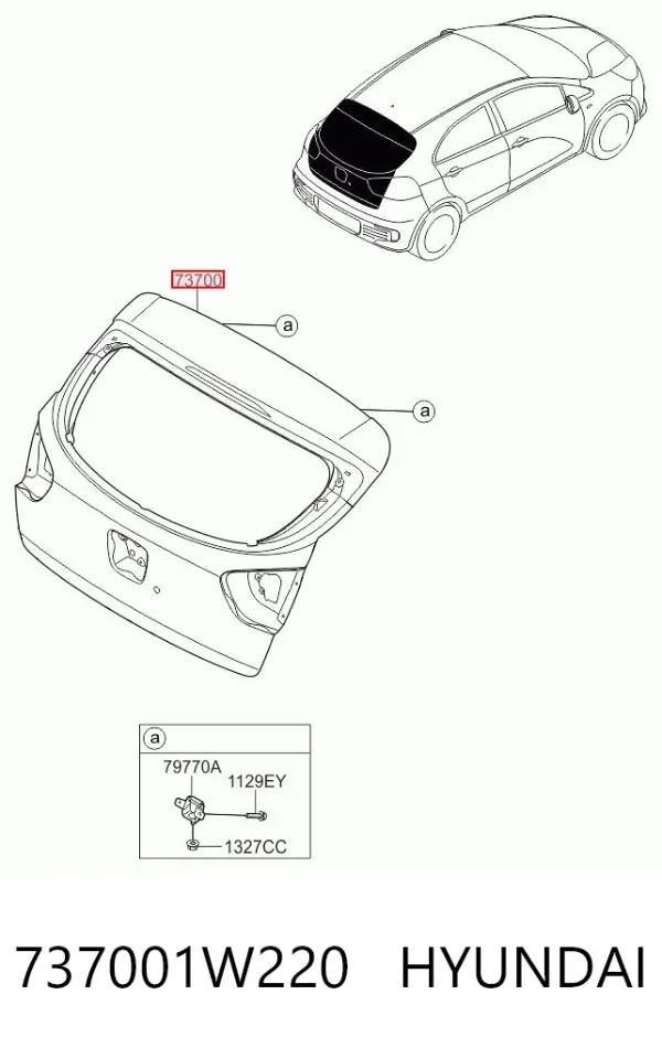 Puerta trasera 737001W220 Hyundai/Kia