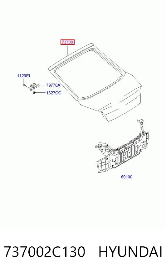Puerta trasera 737002C130 Hyundai/Kia