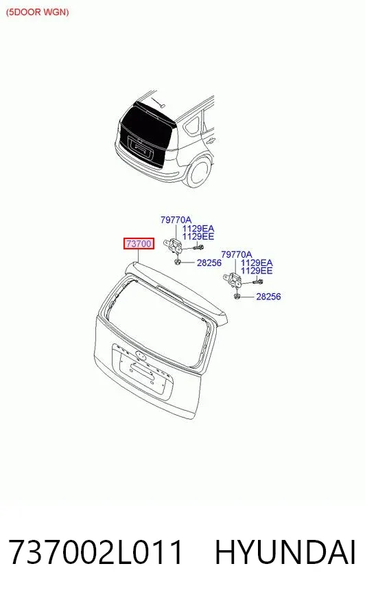 Puerta trasera 737002L011 Hyundai/Kia