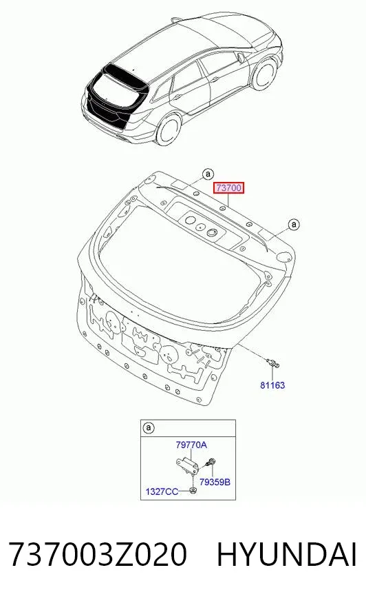 Puerta trasera 737003Z020 Hyundai/Kia