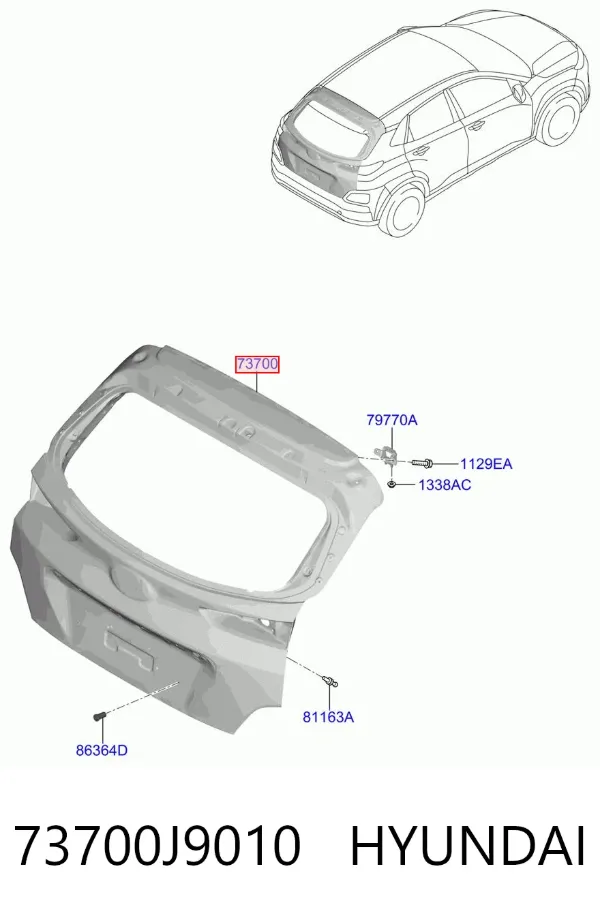 Puerta trasera 73700J9010 Hyundai/Kia
