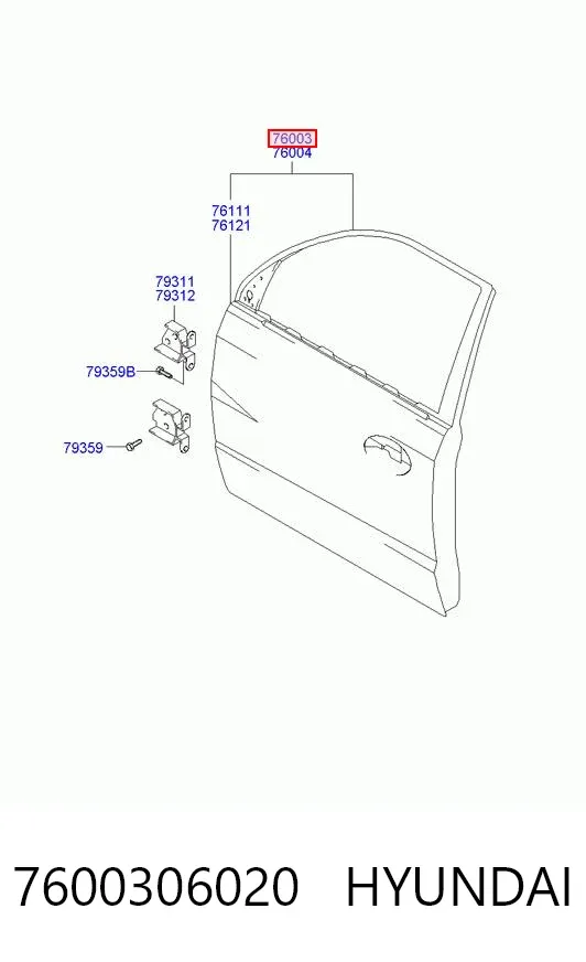 Puerta delantera izquierda 7600306020 Hyundai/Kia