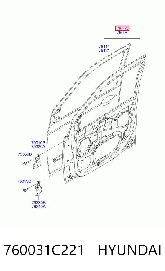 Puerta delantera izquierda 760031C221 Hyundai/Kia