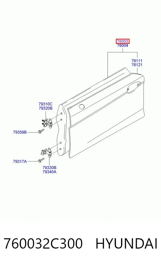 Puerta delantera izquierda 760032C300 Hyundai/Kia