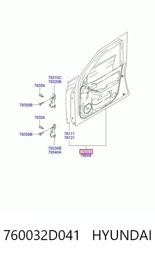 Puerta delantera izquierda 760032D041 Hyundai/Kia