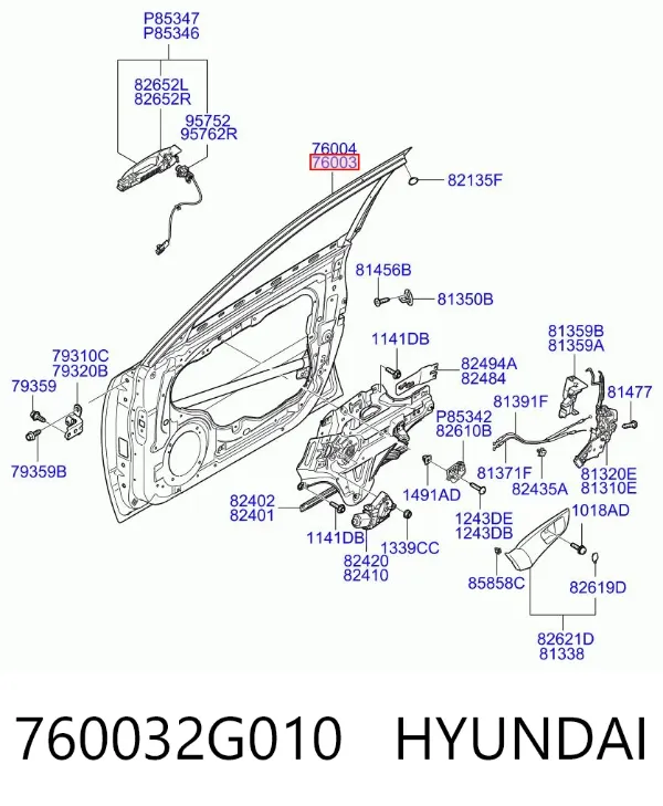 Puerta delantera izquierda 760032G010 Hyundai/Kia