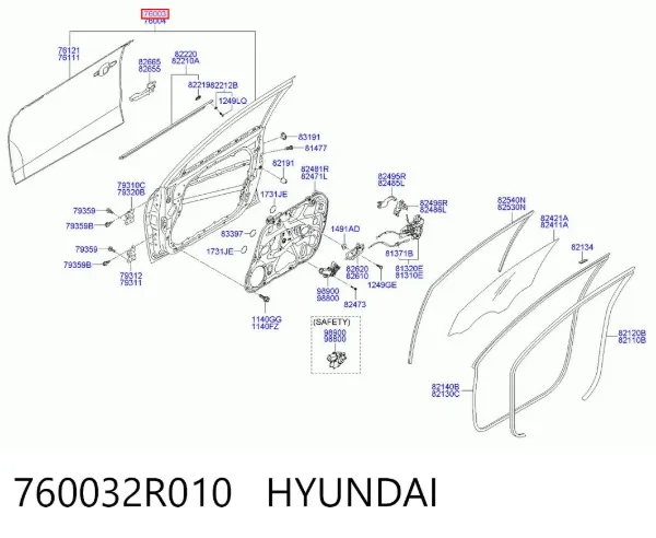 Puerta delantera izquierda 760032R010 Hyundai/Kia