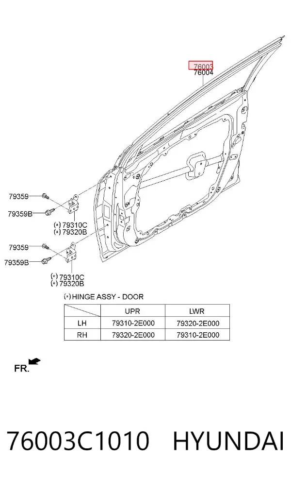 Puerta delantera izquierda 76003C1010 Hyundai/Kia