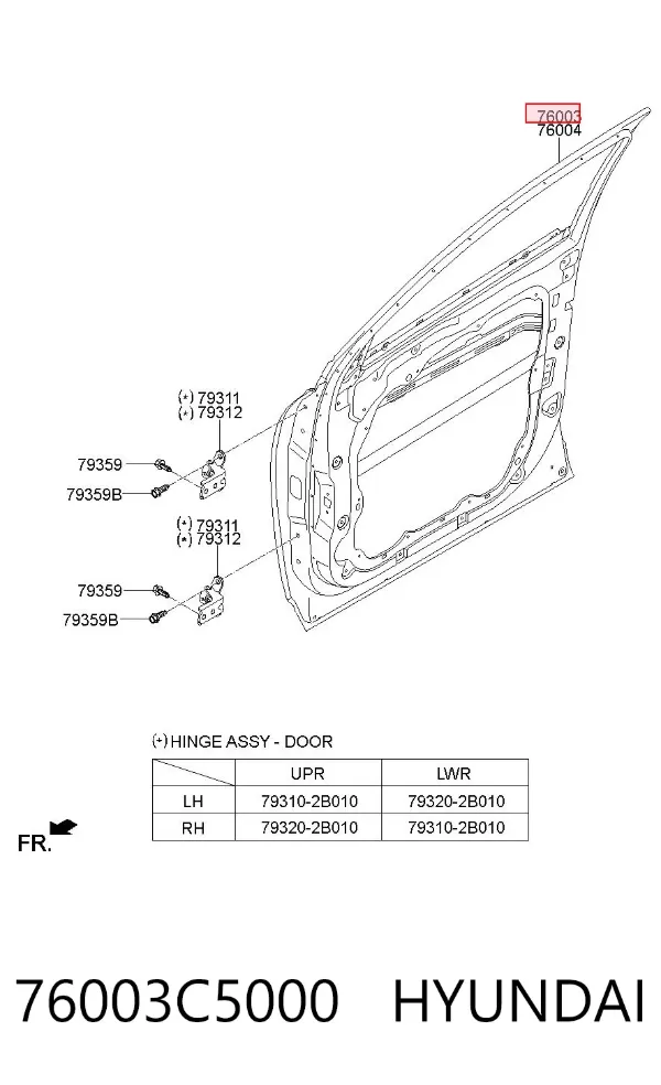 Puerta delantera izquierda 76003C5000 Hyundai/Kia