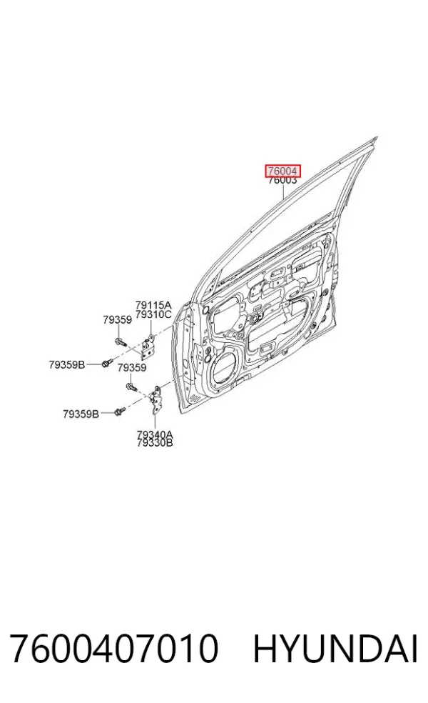 Puerta delantera derecha 7600407010 Hyundai/Kia