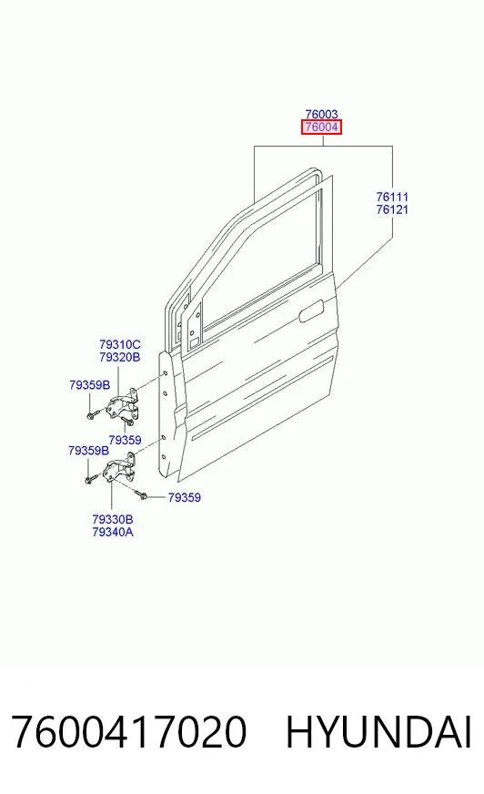 Puerta delantera derecha 7600417020 Hyundai/Kia