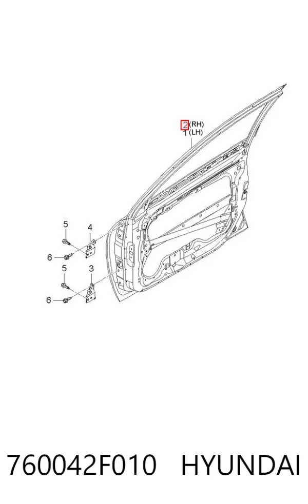Puerta delantera derecha 760042F010 Hyundai/Kia