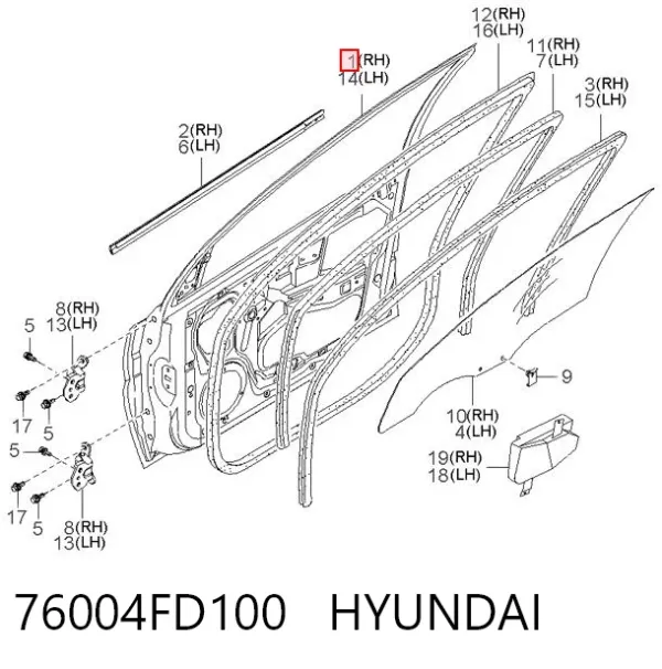 Puerta delantera derecha 76004FD100 Hyundai/Kia