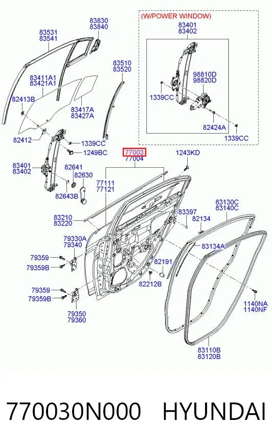 Puerta trasera izquierda 770030N000 Hyundai/Kia
