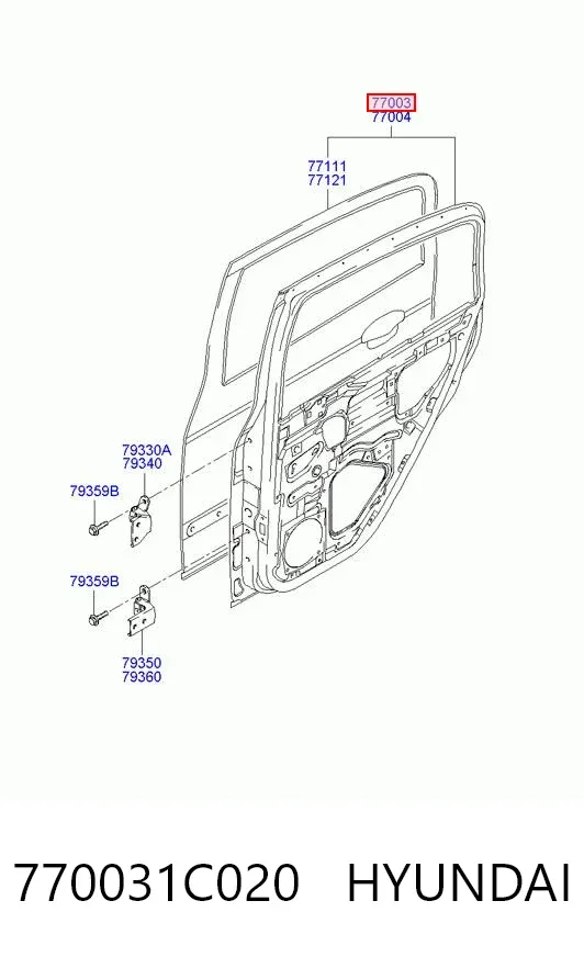 Puerta trasera izquierda 770031C020 Hyundai/Kia