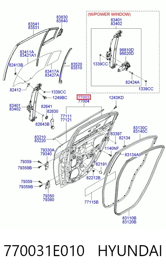 Puerta trasera izquierda 770031E010 Hyundai/Kia