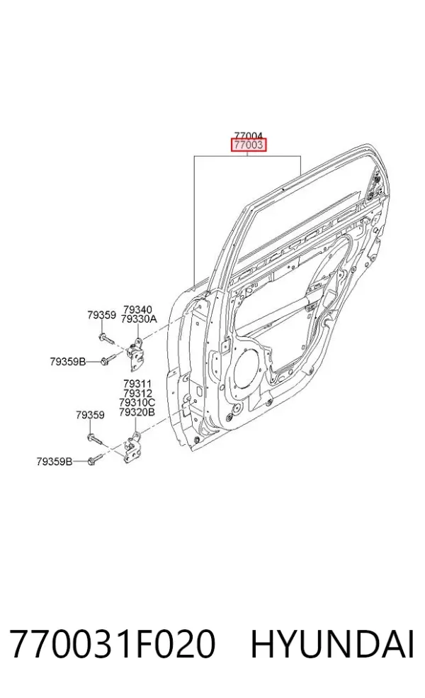 Puerta trasera izquierda 770031F020 Hyundai/Kia