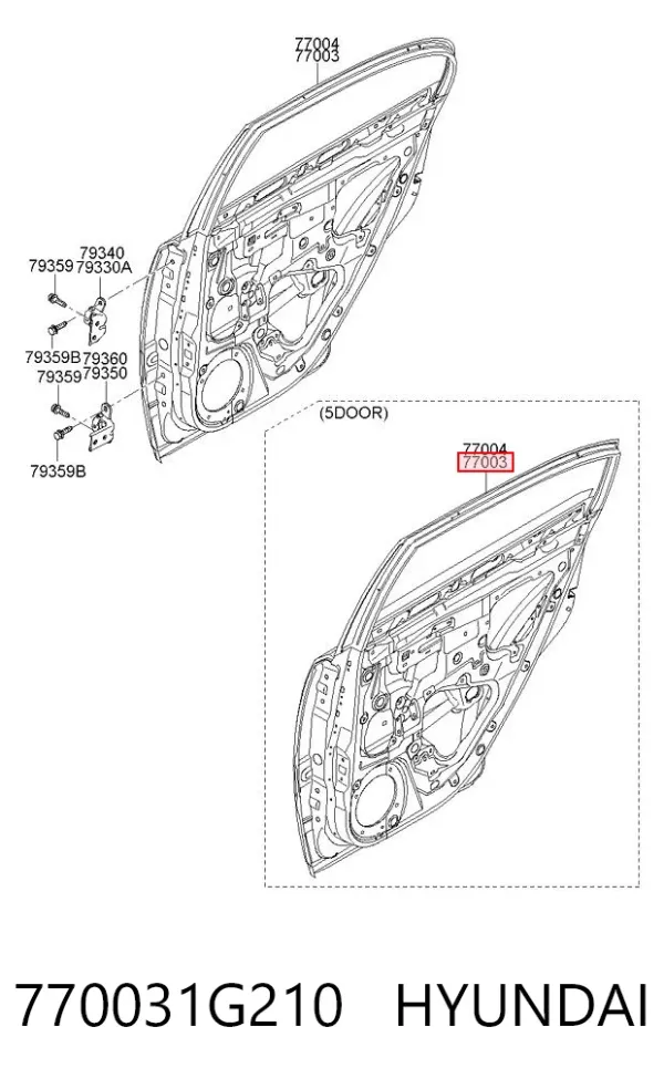 Puerta trasera izquierda 770031G210 Hyundai/Kia