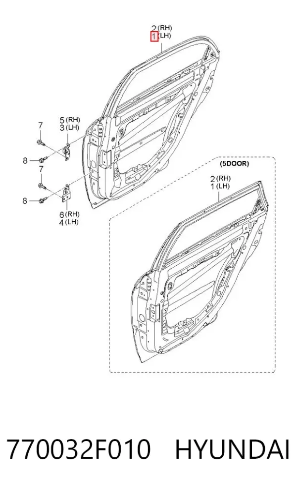 Puerta trasera izquierda 770032F010 Hyundai/Kia