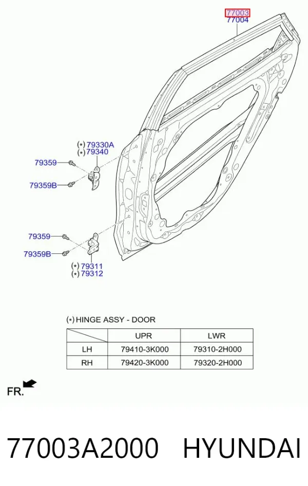 Puerta trasera izquierda 77003A2000 Hyundai/Kia