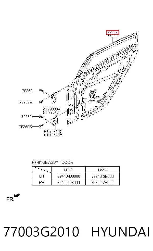 Puerta trasera izquierda 77003G2010 Hyundai/Kia
