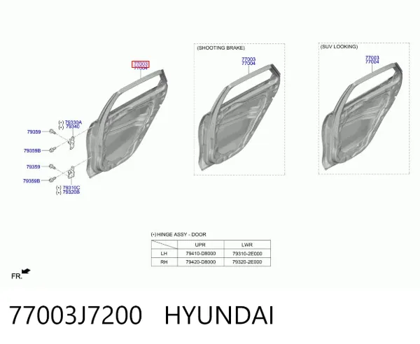 Puerta trasera izquierda 77003J7200 Hyundai/Kia