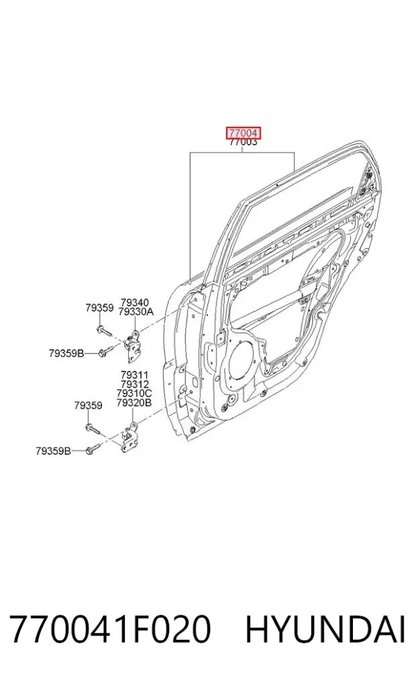 Puerta trasera derecha 770041F020 Hyundai/Kia