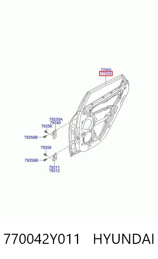 Puerta trasera derecha 770042Y011 Hyundai/Kia
