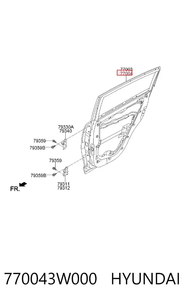 Puerta trasera derecha 770043W000 Hyundai/Kia