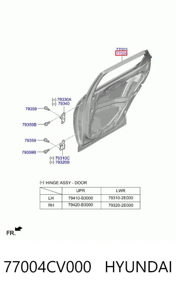 Puerta trasera derecha 77004CV000 Hyundai/Kia