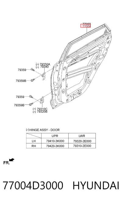 Puerta trasera derecha HYUNDAI 77004D3000