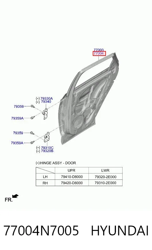 Puerta trasera derecha 77004N7005 Hyundai/Kia
