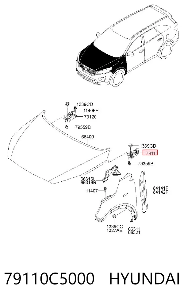 Bisagra izquierda del capó 79110C5000 Hyundai/Kia