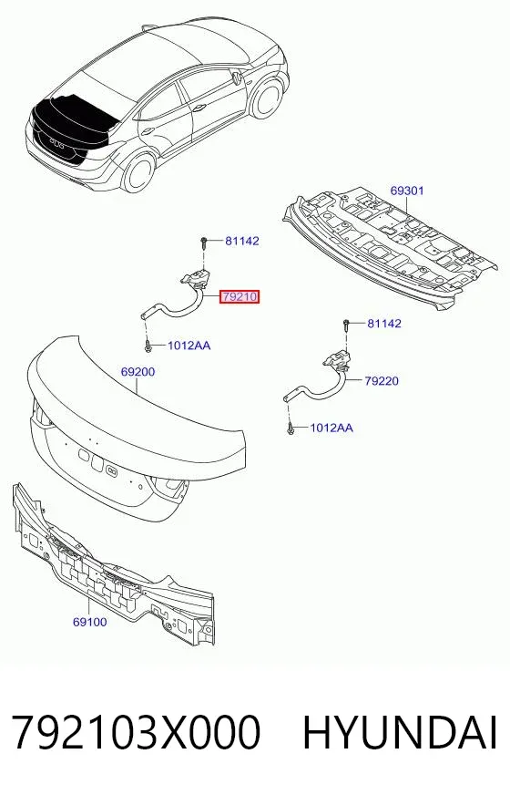 Bisagra de la tapa del maletero 792103X000 Hyundai/Kia